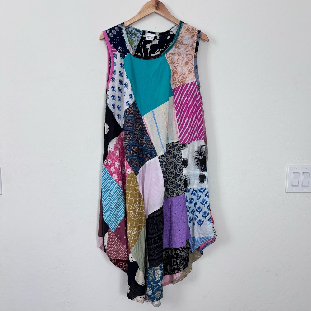 Vintage Ashley Taylor Patchwork Dress Lagenlook Boho Cottagecore Goblin Fairy